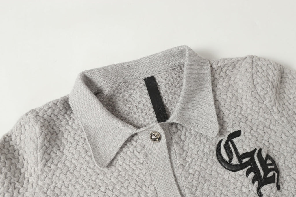 Chrome Hearts Gothic Cross Knit Cardigan - Black Grey Streetwear Jacket 904