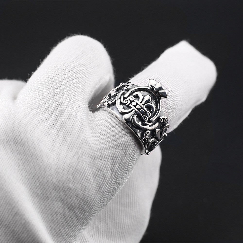 Chrome Hearts distressed anchor open ring