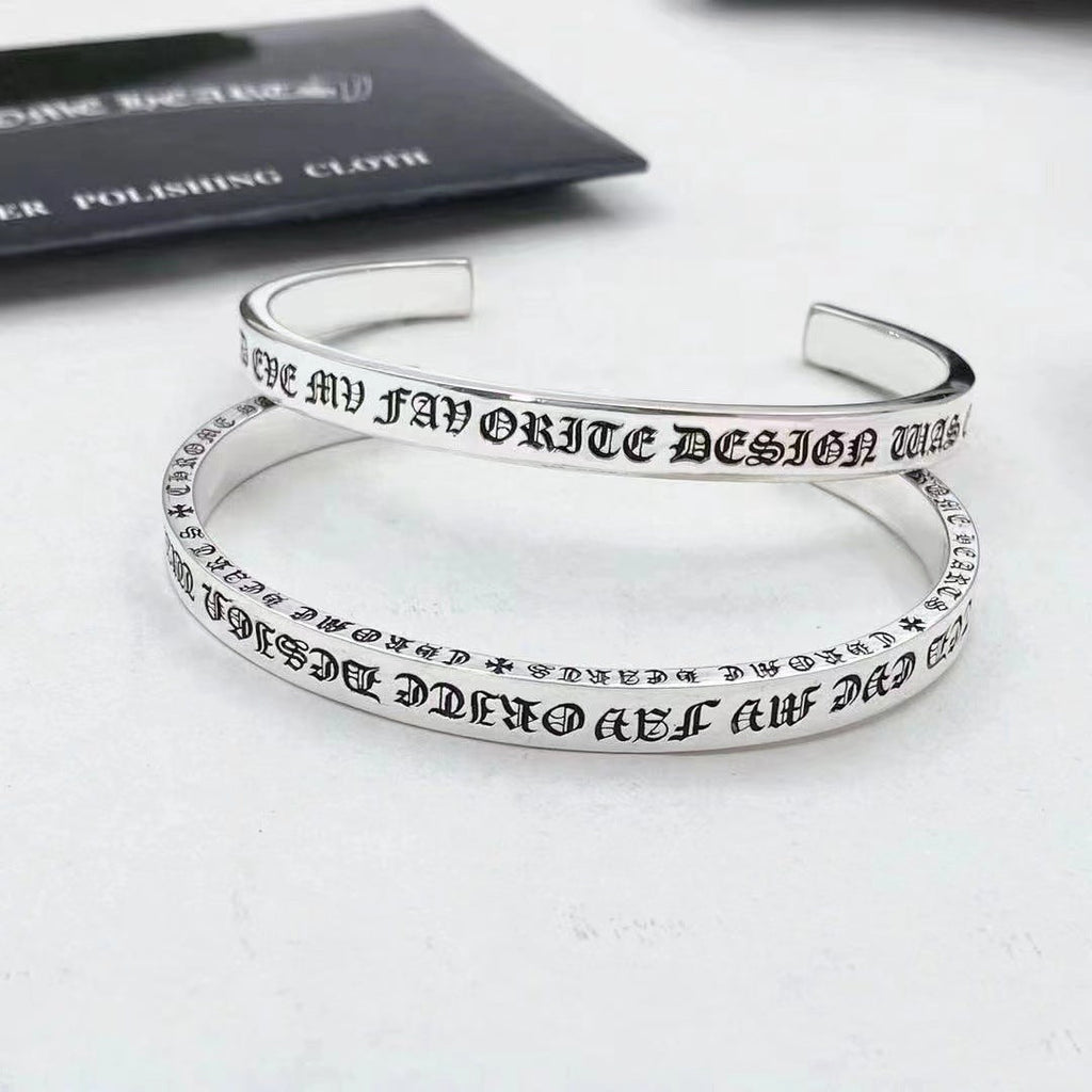Chrome Hearts retro classic cross flower Scroll Label open bracelet