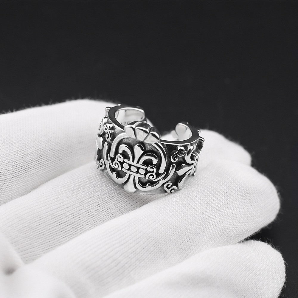 Chrome Hearts distressed anchor open ring