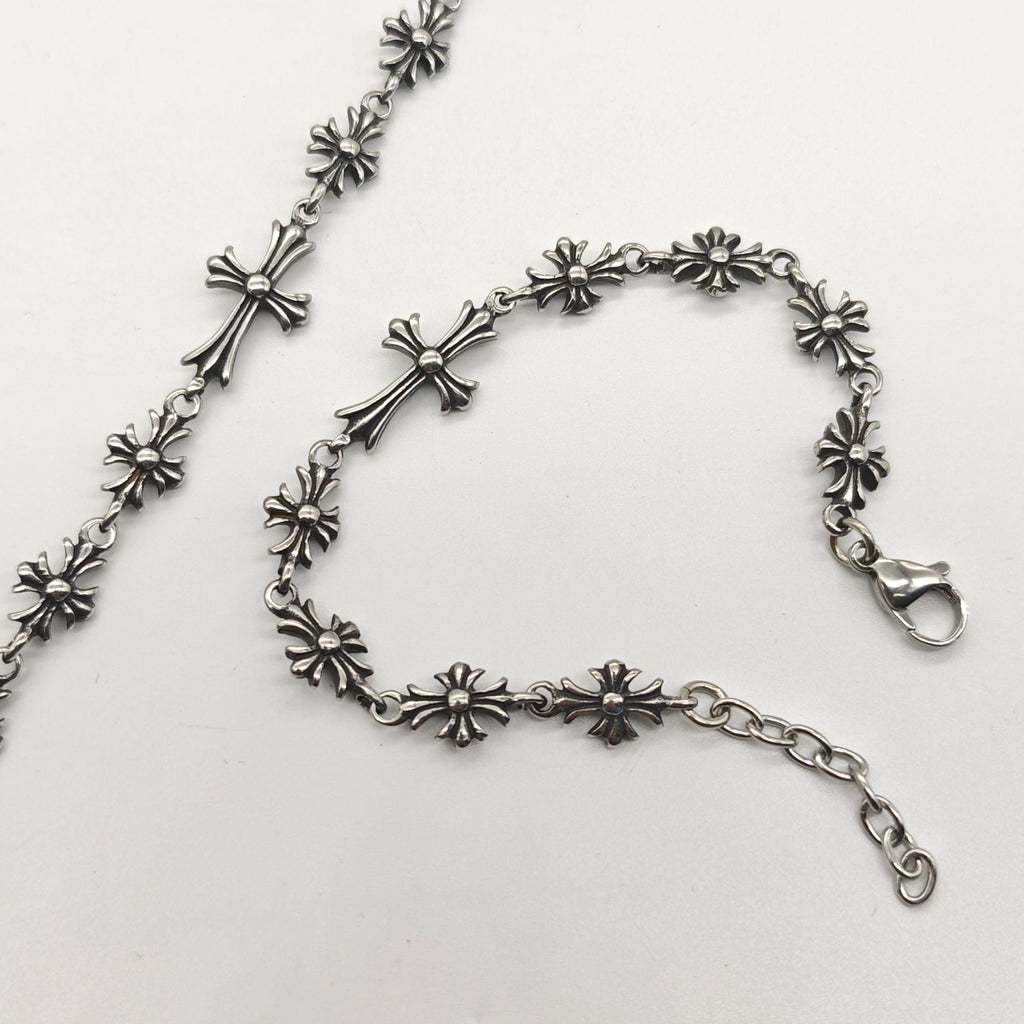 Chrome Hearts Sterling Silver Tiny E CH Plus Corss bracelet